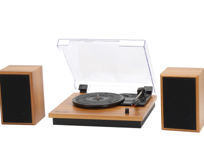 Platine vinyle Bolaris Bluetooth 10 W avec enceintes déportées - Modèle Phoenix - Coloris Hêtre