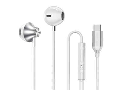 Écouteurs Intra-Auriculaires USB-C Bolaris avec télécommande - Modèle Jupiter - Argent