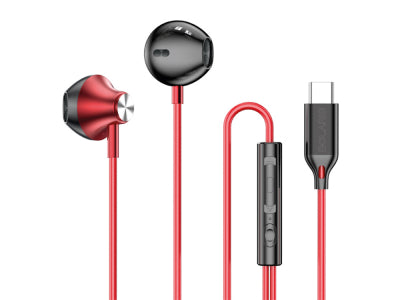 Écouteurs Intra-Auriculaires USB-C Bolaris avec télécommande - Modèle Jupiter - Rouge