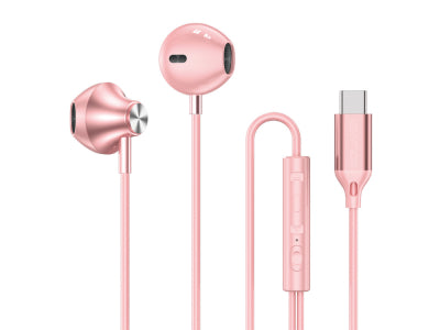 Écouteurs Intra-Auriculaires USB-C Bolaris avec télécommande - Modèle Jupiter - Rose