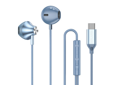 Écouteurs Intra-Auriculaires USB-C Bolaris avec télécommande - Modèle Jupiter - Bleu