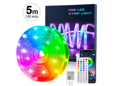 Ruban LED Bluetooth 5 m connecté avec télécommande