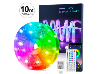 Ruban LED Bluetooth 10 m connecté avec télécommande